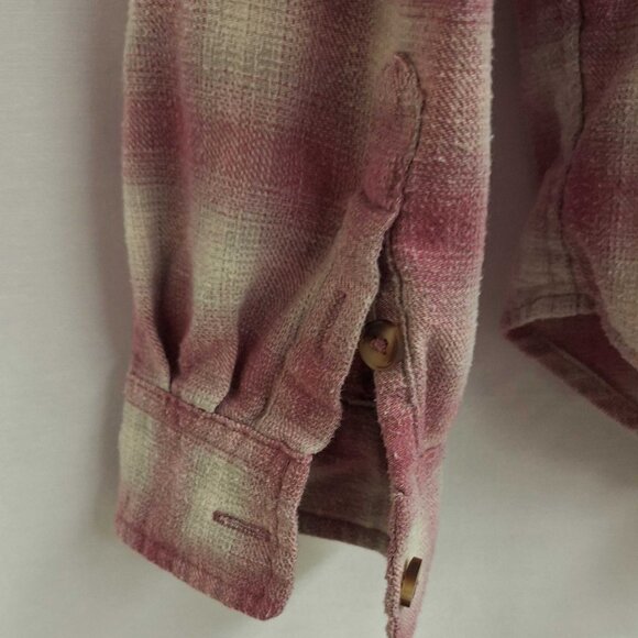 Aéropostale Women’s Pink Beige Plaid Button-Up Flannel Shirt Size M - Picture 4 of 5
